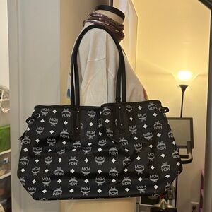 MCM Monogram Black and White Shoulder Bag